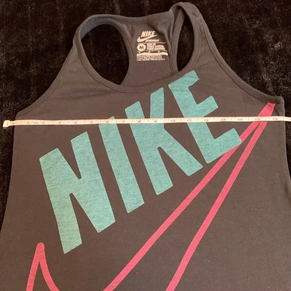 Women’s Black Nike Pink Swoosh Sportswear Athletic Racerback Tank Top Medium